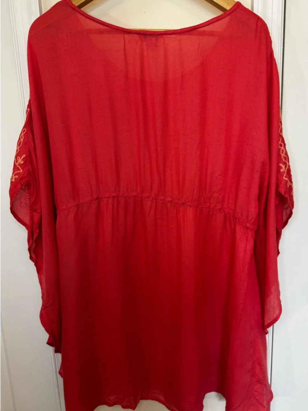 Sundance Salmon Cover Tunic with yellow Floral Embroidery - Picture 4 of 4